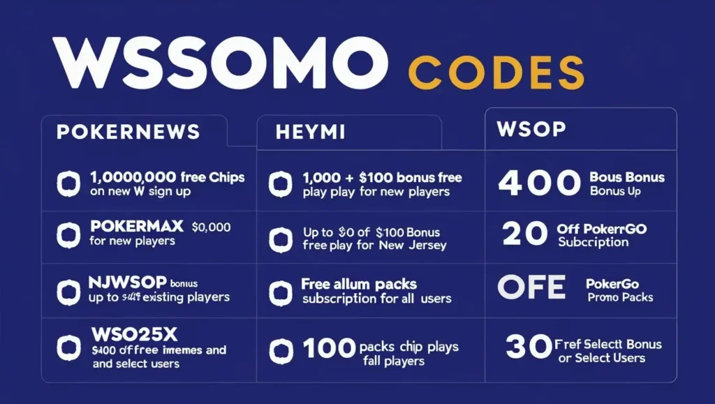 WSOP Promo Codes List